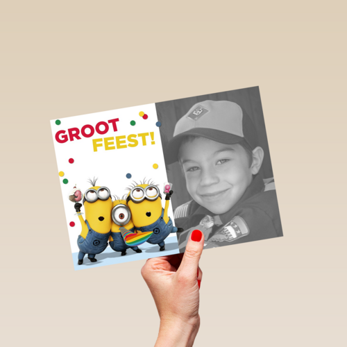 het is feest een groot feest want jij bent jarig fotokaart