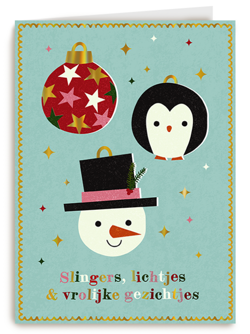 Kerstkaart Hallmark | Kinderpostzegels - Kerstballen