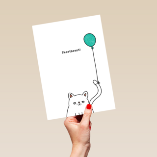 Verjaardagskaart Kat Feestbeest