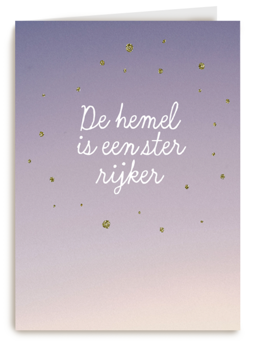 Condoleance kaart De hemel is een ster rijker