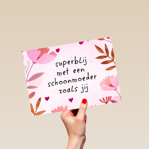 Moederdagkaart Roze Superblij met een schoonmoeder als jij