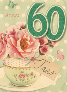 verjaardag leeftijden kopje bloemen 60