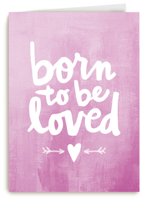 geboortekaartje born to be loved roze
