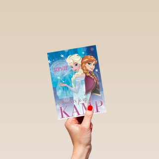 op kamp kaart met de mooie anna en elsa