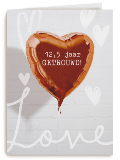 Huwelijkskaart 12 en een half jaar Ballon love