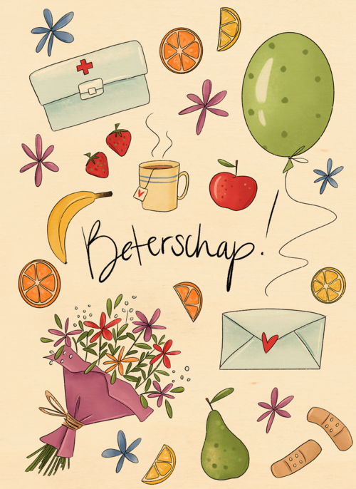 Houten Kaart Beterschapskaarten | Houten Kaart Hallmark | Beterschapskaarten | Beterschap Kaart Matia Studio