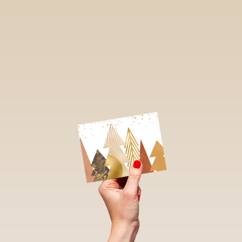 zakelijke kerstkaart met gouden kerstbomen