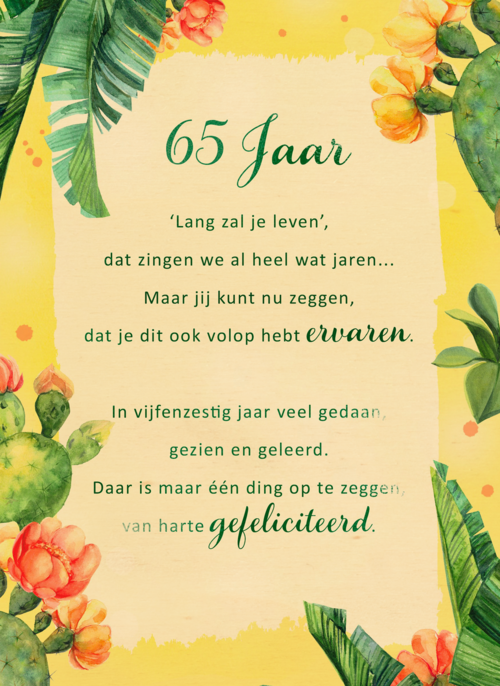 Verjaardagskaart 65 jaar Lang zal je leven More than words