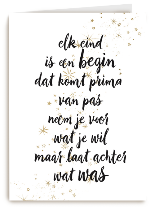 kerstkaart elk eind is een begin