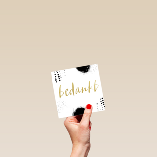 bedankt kaart zakelijk zwart wit gouden letters