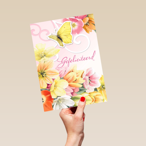 kleurrijke bloemetjes met vlinder