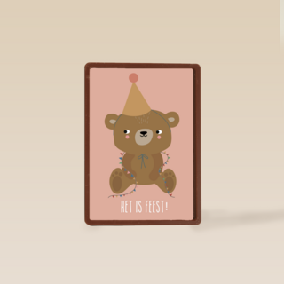 Verjaardagskaart Eef Lillemor beer met feesthoed