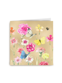 Kaart flowers by Marjolein Bastin goud vlinders blanco