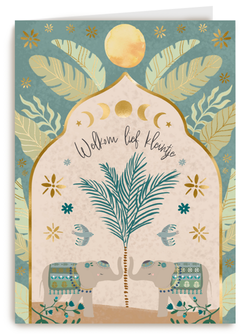 Kaart Hallmark | Geboorte Felicitatie | Welkom Lief Kleintje Groen Symbolic Art