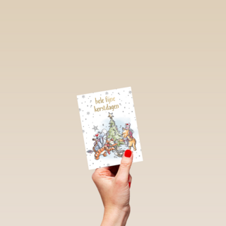 Kerstkaart Winnie de Poeh fijne kerstdagen