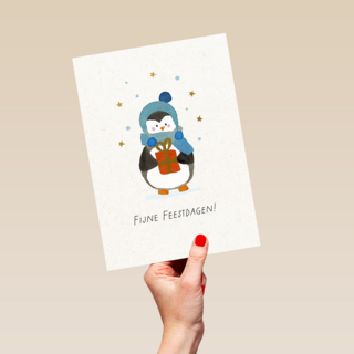 Kinderpostzegels Pinguin Fijne Feestdagen