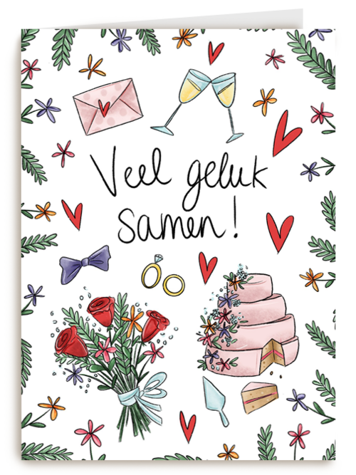 Trouwdagkaart Veel geluk samen Matia Studio