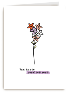 Verjaardagskaart Van Harte Gefeliciteerd Bloemetjes