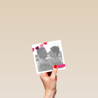 Fotokaart met slinger van hartjes