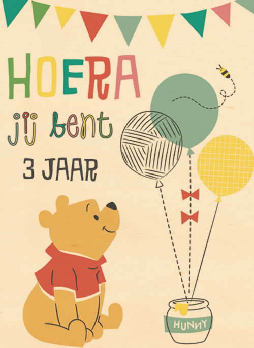 winnie the pooh hoera jij bent zoveel jaar