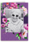 fotokaart staand paars met bloemen