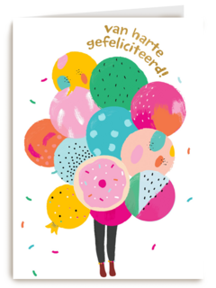 Verjaardagskaart tiener meisje enorme tros ballonnen