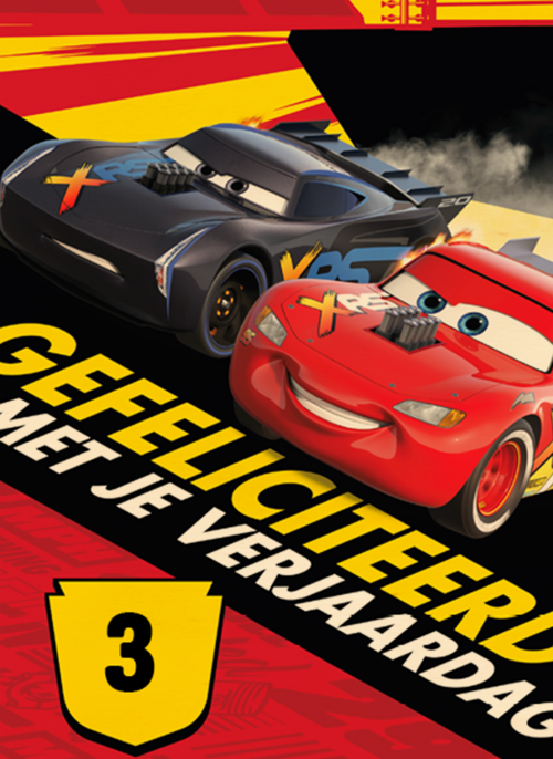 Cars verjaardagskaart bliksem mcqueen en storm