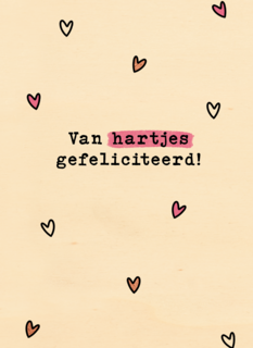 Verjaardagskaart Van Hartjes Gefeliciteerd
