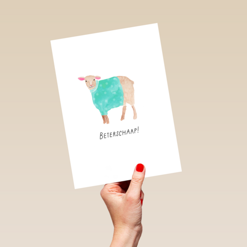 Beterschapskaart schaap met trui
