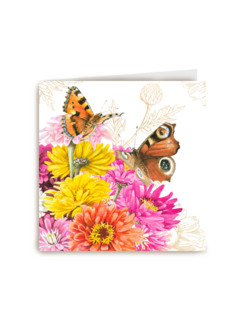 Kaart flowers by Marjolein Bastin vlinders roze geel