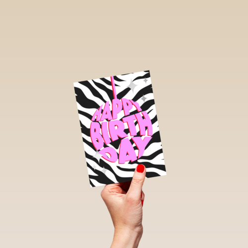 verjaardag kaart hip happy birthday pink balloon