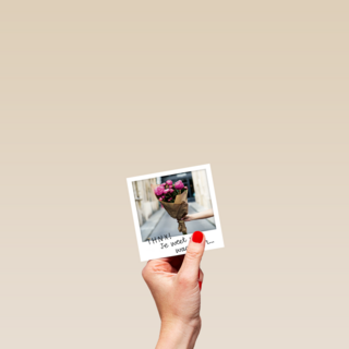 polaroid kaart bedankt je weet wel waarvoor