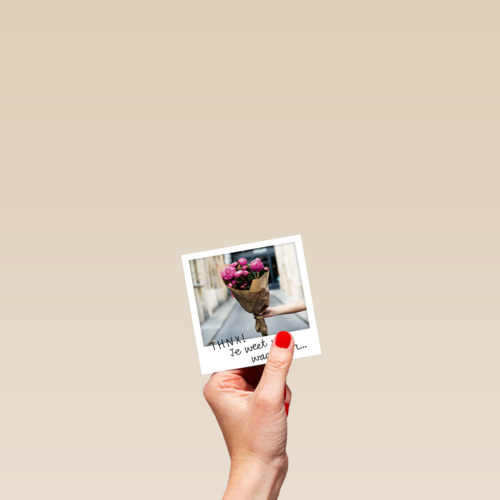 polaroid kaart bedankt je weet wel waarvoor