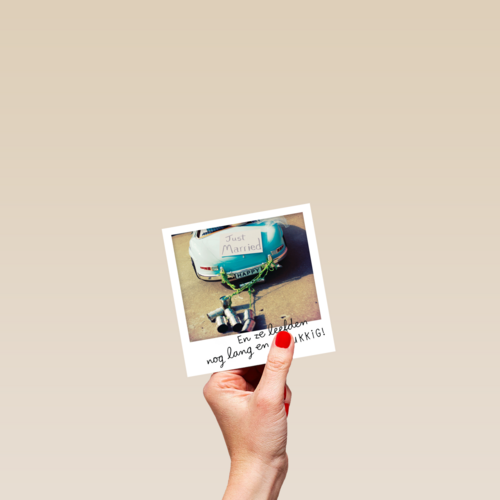 polaroid kaart pas getrouwd