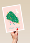 kerstkaart met kerstboom merry catmas
