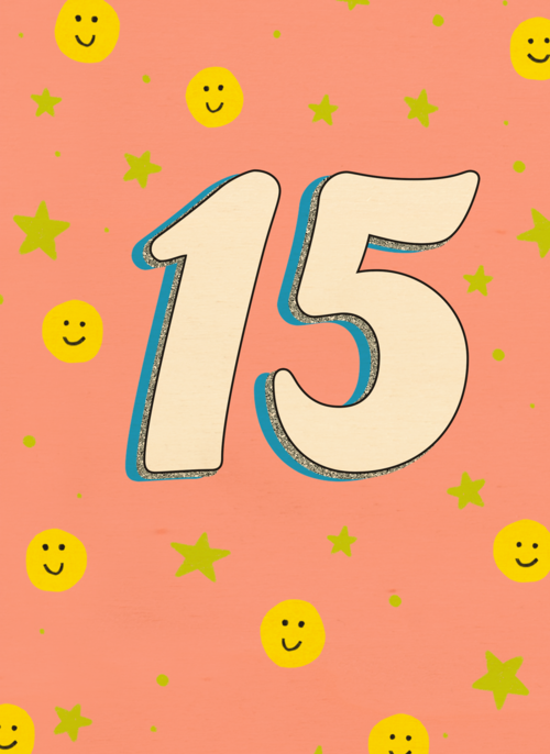 Houten Kaart Verjaardagskaarten | Smiley 15 Jaar