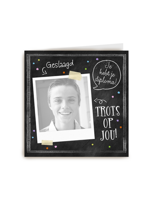 fotokaart geslaagd diploma trots