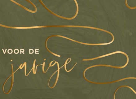 Verjaardagskaart groen en goud voor de jarige