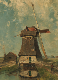 studio art kaart blanco met een nederlandse molen