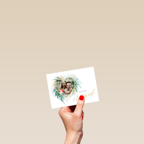 Trouwen fotokader met hart just married