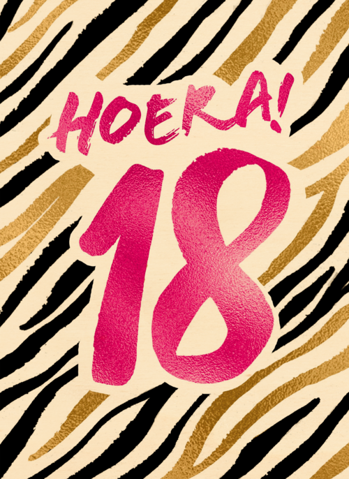 Verjaardagskaart Hoera 18 meisje vrouw