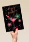 nieuwjaarskaart klassiek cocktailglas happy new year