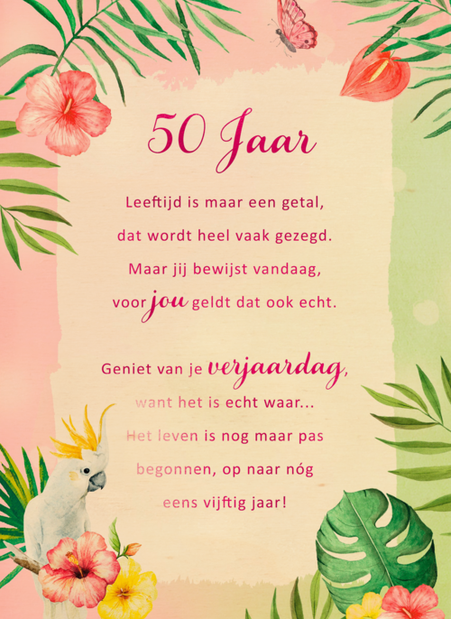 Verjaardagskaart 50 jaar Leeftijd is maar een getal More than words