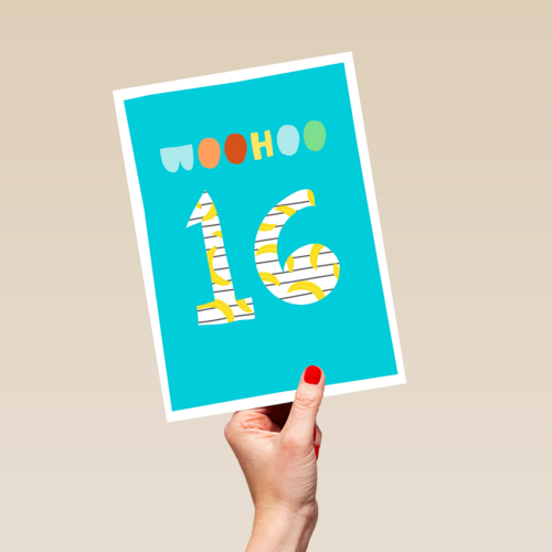 Verjaardagskaart woohoo 16 tiener jongen