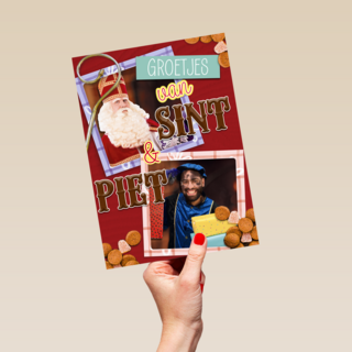 Sinterklaas kaart groetjes van Sint en piet