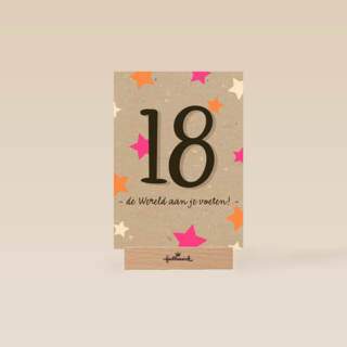 Verjaardagskaart 18 de wereld aan je voeten meisje vrouw