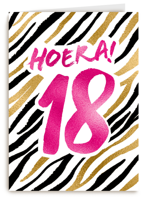Verjaardagskaart Hoera 18 meisje vrouw