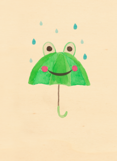 Blanco kaart kikker paraplu