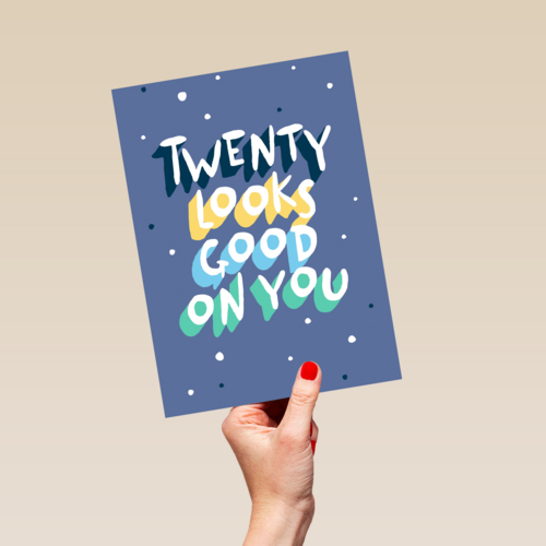 Verjaardagskaart twenty looks good on you man