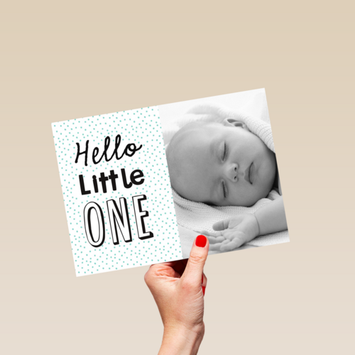 fotokaart hello little one blauw